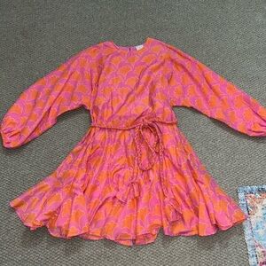 j.marie pink and orange short belted dress